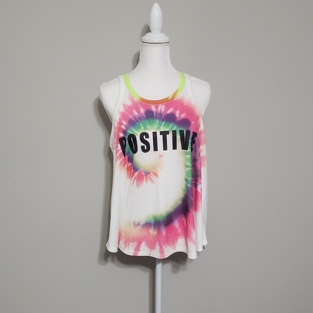 NWOT Phil Love Tie Dye Positive Graphic Tanktop L
